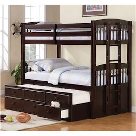 Twin Over Twin Bunk Bed with Trundle Understorage